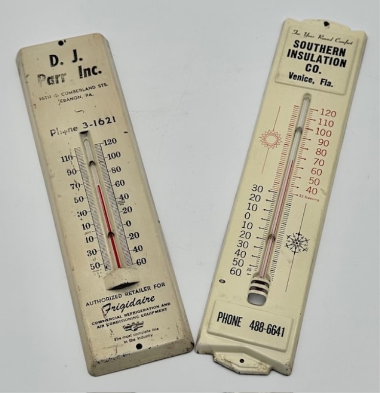 Pair of Vintage Advertising Thermometers (1 of 5)