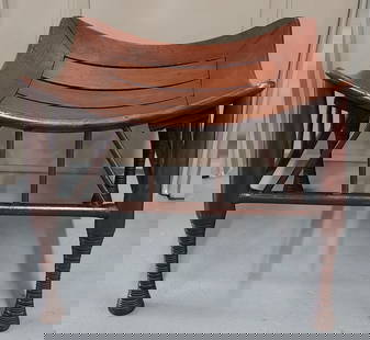 Early 20th Century Egyptian Revival Thebes Stool: Early 20th Century Egyptian Revival Thebes Stool. Approx. 15"H x 17"W x 17"D. In good condition. Photos Are Considered Part Of The Description and Condition.