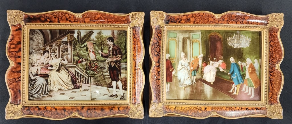 Pair of Vintage Victorian/French Reverse Paintings (1 of 10)