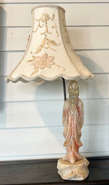 Beautifully Carved Jade Asian Figural Lamp (1 of 14)