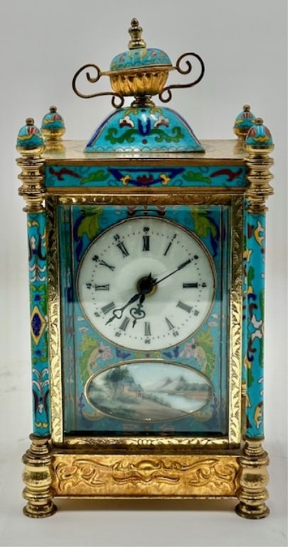Vintage Cloisonne & Brass Mantle Clock (1 of 12)