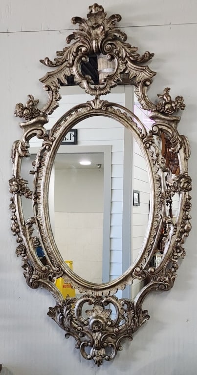 Vintage French Victorian Ornate Carved Mirror (1 of 3)