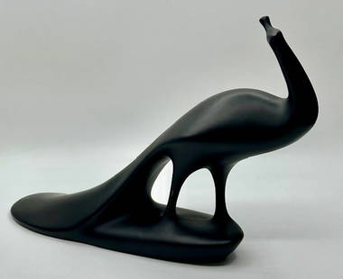 Rare Royal Dux Bohemia Black Matte Peacock: Rare Royal Dux Bohemia Black Matte Porcelain Peacock Figurine. Mid Century Modern. 1960's-1970's. By Jaroslav Jezek. Approx. 6.5"H x 9.75"L x 2.2"D. Photos Are Considered Part Of The Description