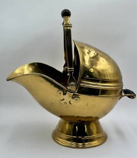 Victorian Brass Coal Scuttle: Victorian Brass Coal Scuttle. In great shape - no heavy tarnish. Approx. 20"H x 19"W x 12"D. Photos Are Considered Part Of The Description And Condition.