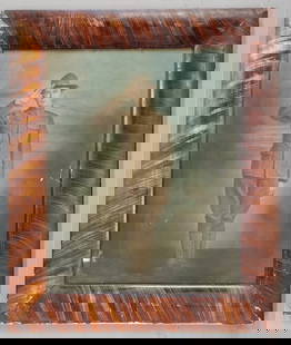 Antique WWI Soldier Portrait in Frame: Antique WWI soldier portrait in frame. Possibly a pastel on paper/board portrait. Has not been examined out of the frame. In antique frame. Some chips on frame and some tearing of picture as seen