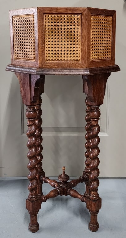 Vintage Oak and Cane Jardiniere (1 of 5)