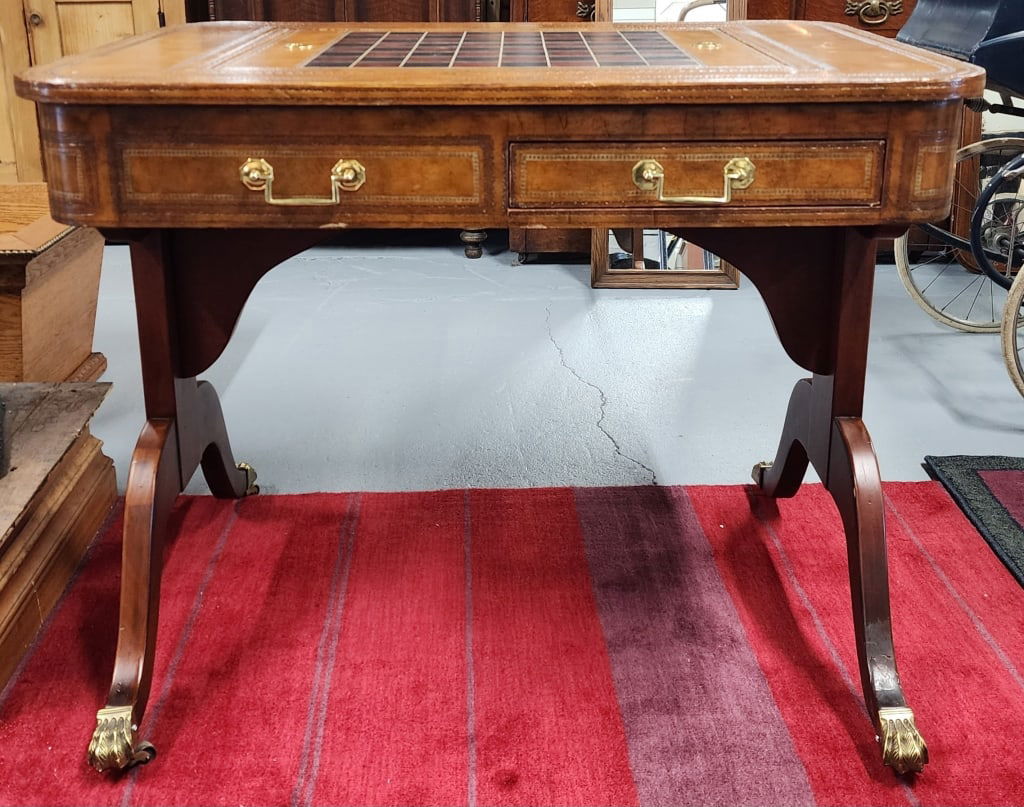 Drexel Heritage Tooled Leather Top Game Table (1 of 11)