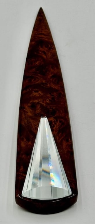 Joel Desgrippes Signed Swarovski Letter Opener: Joel Desgrippes Signed Swarovski Letter Opener. "Coupe-papier" frojm the selection series made from Elm wood with attached crystal fan. Approx. 10.5"L. Photos Are Considered Part Of The Description An