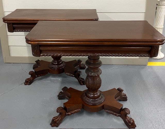 Pair of Antique Mahogany Flip Top Game Table (1 of 9)