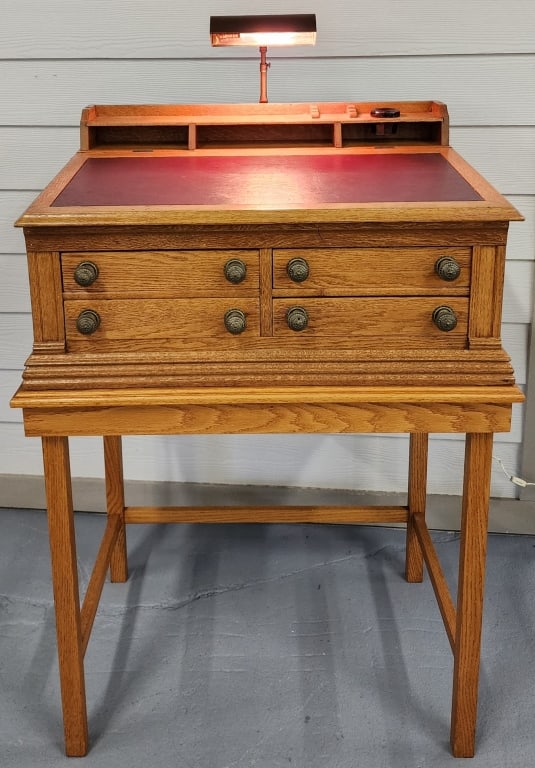 Antique Leather Lift Top Spool Cabinet (1 of 11)