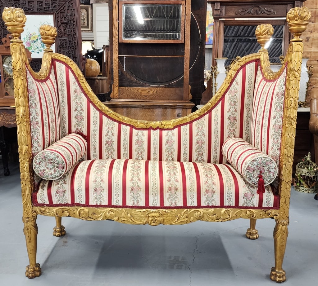 Gilt Carved Wood Baroque Bench/settee (1 of 7)