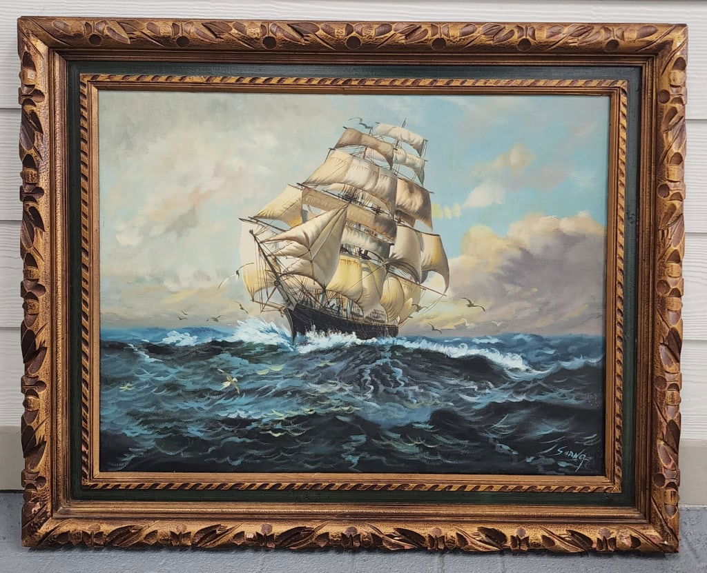 Vintage Signed Shang Oil on Canvas (1 of 5)