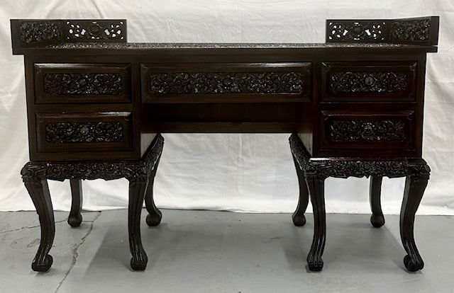 Custom Carved 1960's Teak Gallery Desk (1 of 10)