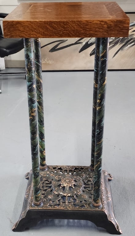 4 Column Wood Pedestal w/ Metal Legs & Base (1 of 7)