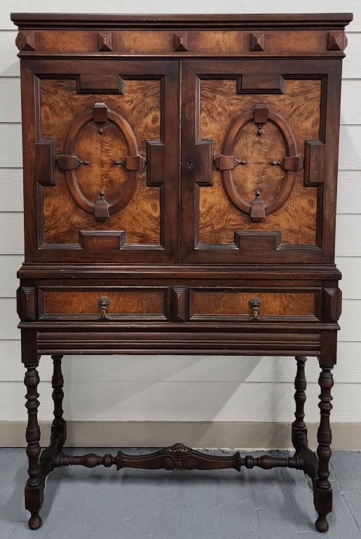 Vintage Johnson Furniture Burl Wood Hutch: Vintage Johnson Furniture Burl Wood Hutch. In great condition. Approx. 57"H x 35"W x 16"D. Photos Are Considered Part Of The Description And Condition.