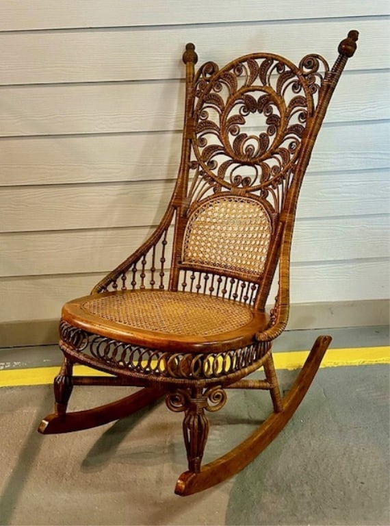Antique Ornate Wicker Rocking Chair (1 of 10)