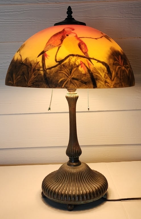Reverse Painted Parrot Table Lamp (1 of 8)