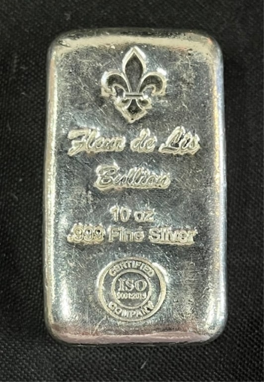 Fleur de Lis Bullion 10oz .999 Fine Silver Bar (1 of 9)
