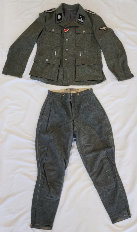 Vintage World War II German Army Uniform: Vintage World War II German Waffen army uniform consisting of wool coat and wool trousers. Please ask any questions before bidding. Photos are considered part of the description and condition.