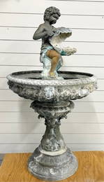 5' Bronze Cherub Shell Garden Fountain