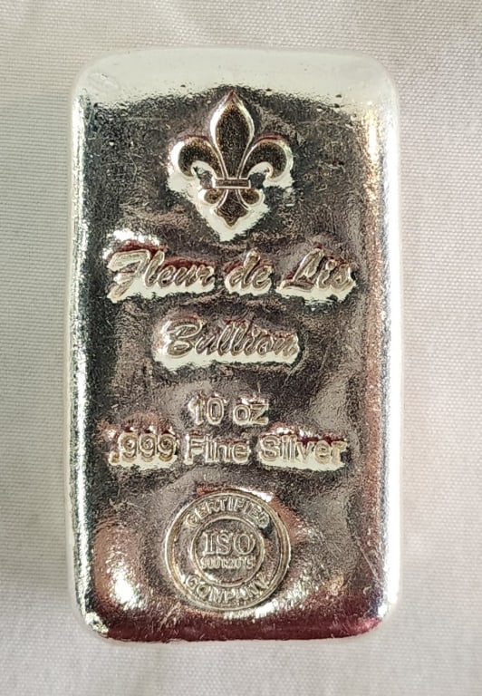 Fleur De Lis Bullion 10 ozt Fine Silver Bar (1 of 5)
