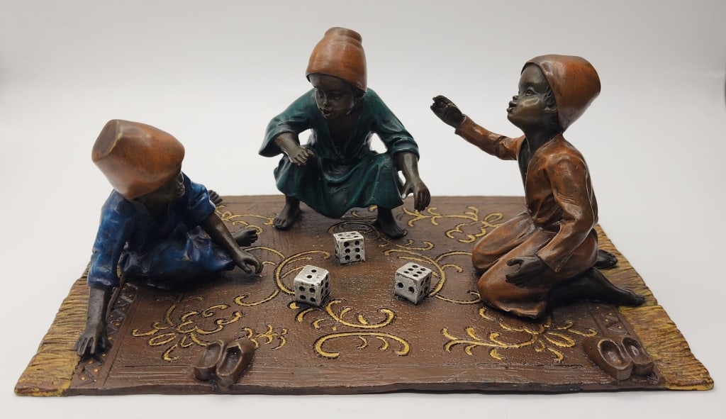 Vienna Cold Painted Bronze Kids Playing Dice (1 of 10)