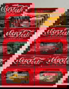 Collection of Coca-Cola Metal Diecast Trucks: Collection of (6) Coca-Cola metal diecast trucks all in original packaging featuring (1) Days Gone Coca-Cola truck made in 1986 by Lledo London Ltd. Photos are considered part of the description 