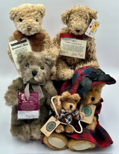 Collection of (5) Boyds & Mary Meyer Bears: Collection of (5) The Boyds Collection bears and Mary Meyer bears featuring: 1996 Mary Meyer "Grandma's Bear" with certificate of authenticity number 241 of 2500, 2000 Mary Meyer "Grandma's Bear"
