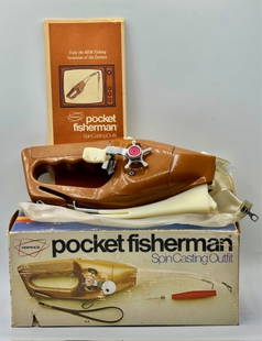 Vintage Popeil Pocket Fisherman Casting Outfit: Vintage Popeil Brothers Inc. pocket fisherman spin casting outfit in original box with original instruction manual. Original fishing line still in it. Photos are considered part of the description