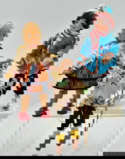 Collection of (3) Vintage Dolls: Collection of (3) vintage dolls featuring: (1) felt Klumpe doll (untagged) approx. 6.5" Height, (1) traditional Polish wooden Dutch ragdoll approx. 7" Height, and (1) Japanese ice skater felt and