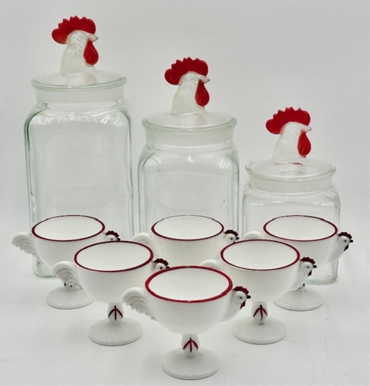 Rooster Kitchen Jars & Westmoreland Rooster Cups (1 of 16)