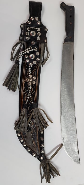 Colima Machete with Studded Tooled Leather Sheath (1 of 7)