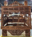 Beautiful Heavily Carved Asian Opium Bed