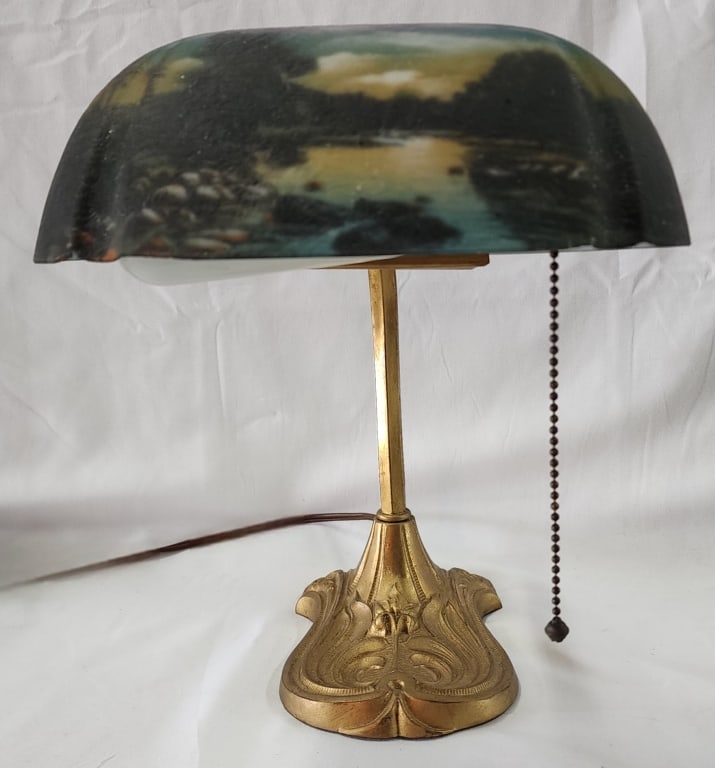 Pittsburgh Style Reverse Painted Desk Lamp (1 of 8)
