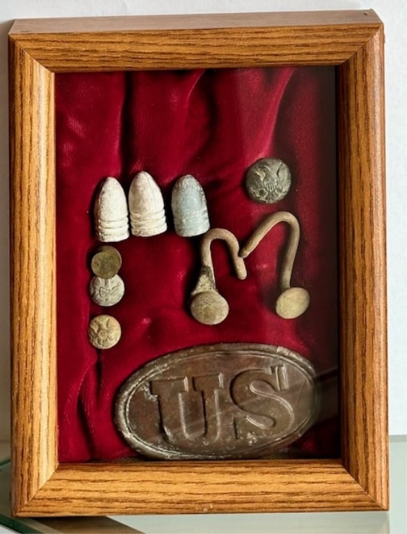 Civil War Artifacts in Shadow Box (1 of 19)