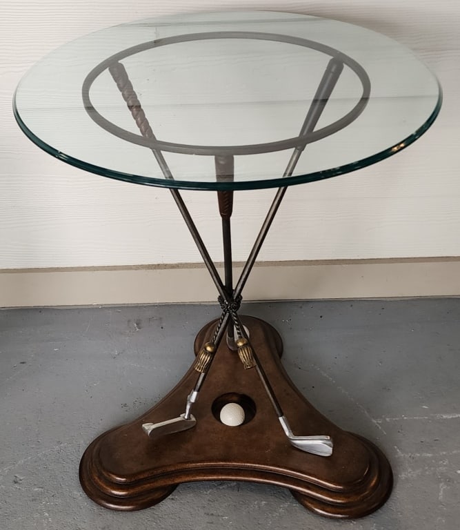 Glass Top Golf Club Side Table (1 of 5)