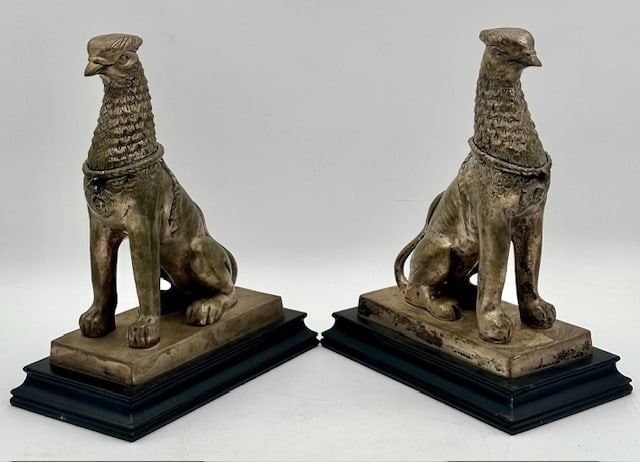 Pair of Metal Griffin Statues (1 of 9)