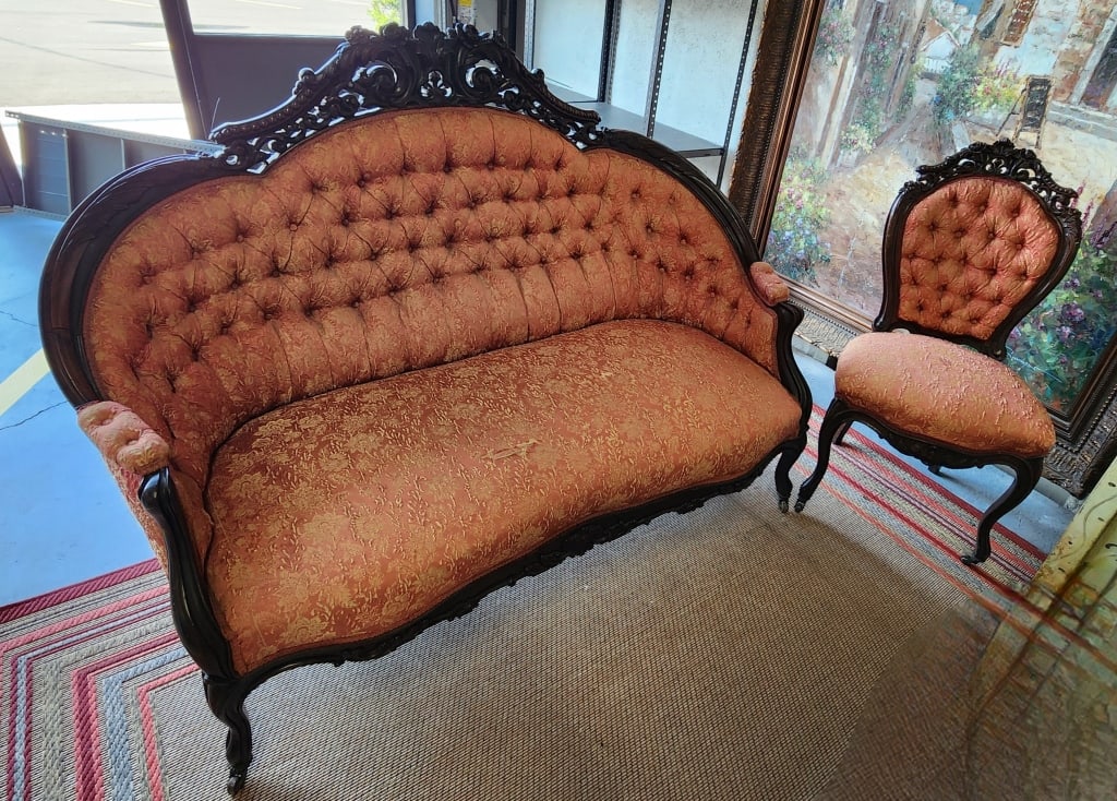 Victorian Style Carved Rosewood Sofa & Chair (1 of 14)