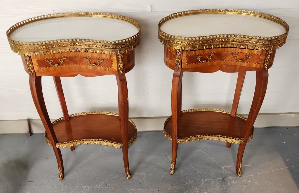 Pair of Antique Style Marquetry Side Tables (1 of 9)