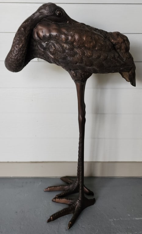 Bronze Metal Heron Statue (1 of 6)