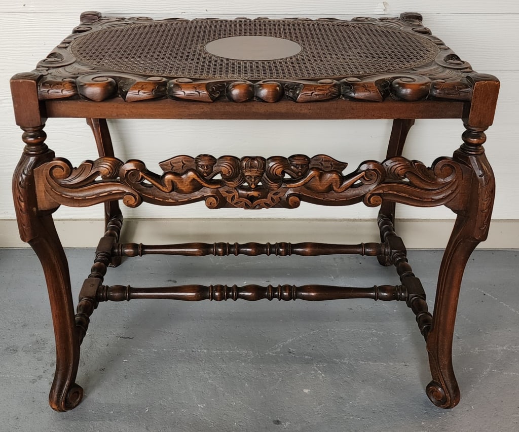 Carved Figural Cane Top Table (1 of 6)