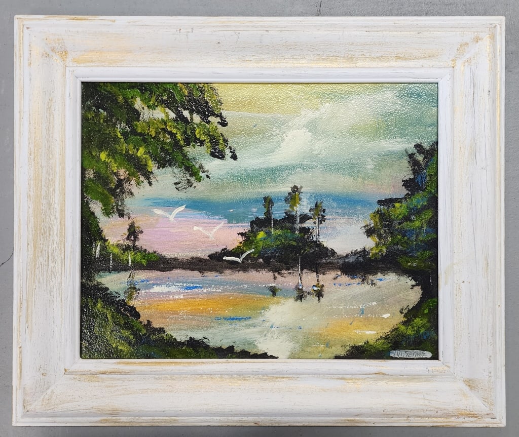 Signed M. Sears Oil On Masonite (1 of 5)