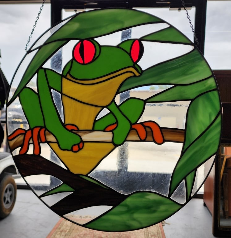 Stained Glass Multi Color Frog Window Panel (1 of 3)