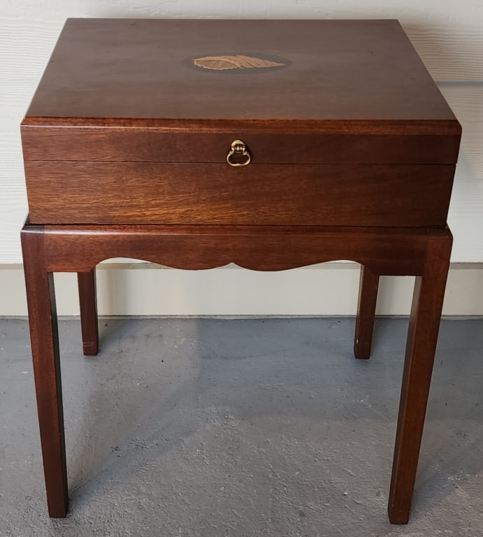 Beautiful Mahogany Inlaid Box On Stand (1 of 9)