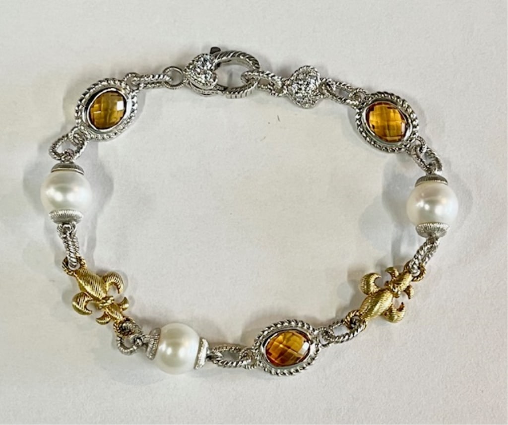Judith Ripka Sterling Citrine & Pearl Bracelet (1 of 11)