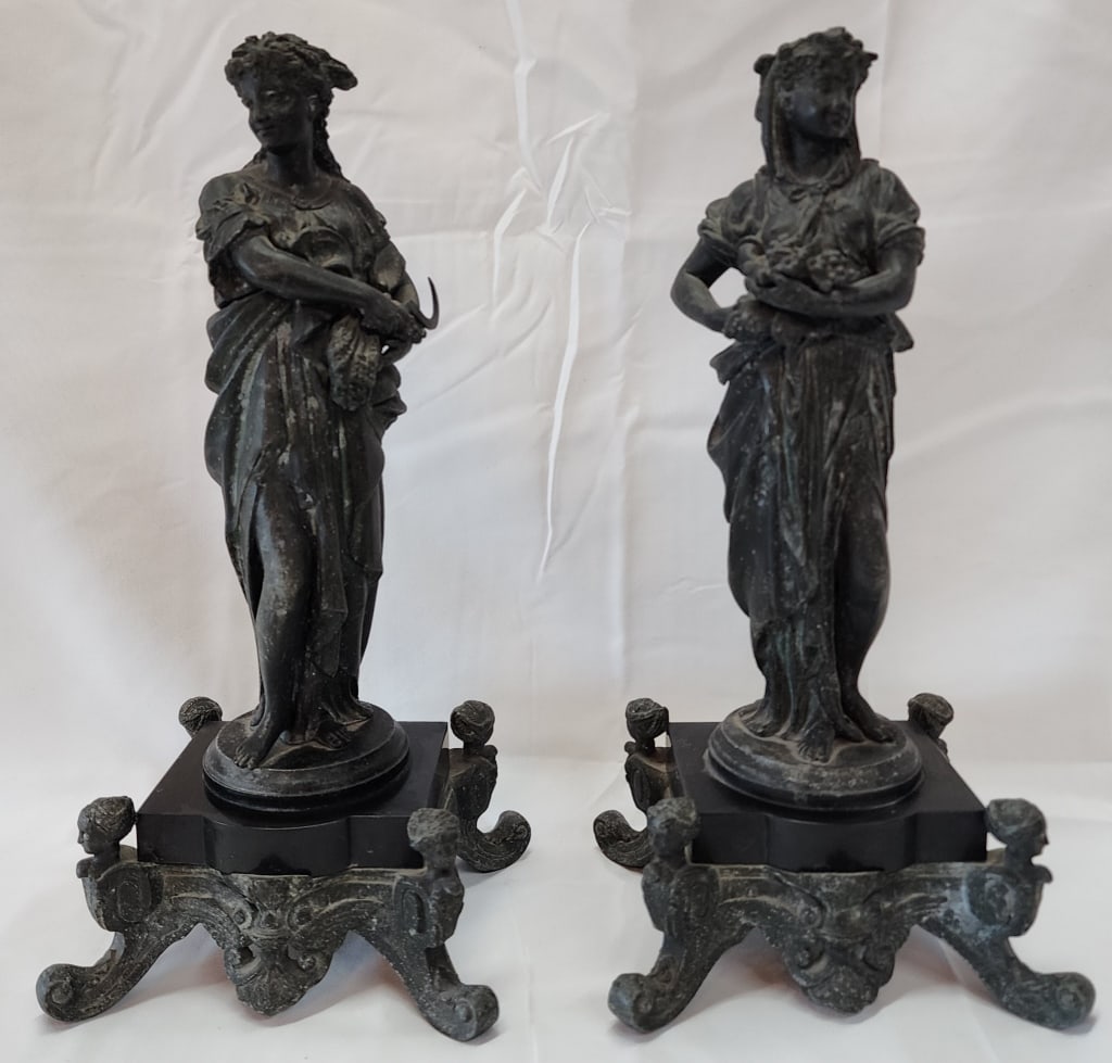 Pair of Vintage Neoclassical Figural Statues (1 of 9)