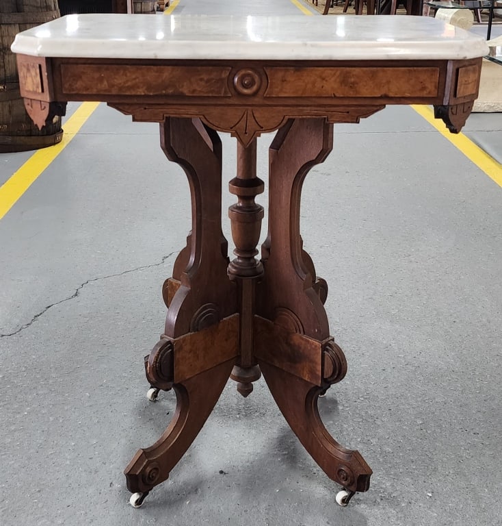 Victorian Style Marble Top Parlor Table (1 of 7)