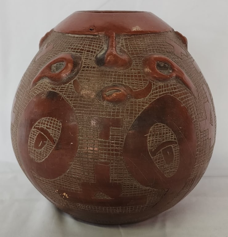 Signed Marajoara Terra Cotta Red Clay Pottery Vase (1 of 9)