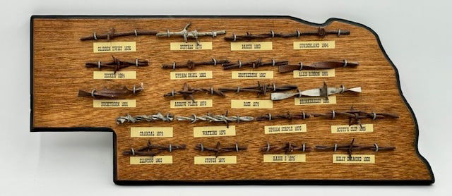 Nebraska Shaped Antique Barbed Wire Display (1 of 6)