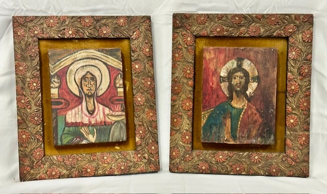 Vintage Hand Painted Santa Maria & Jesus Icons (1 of 7)